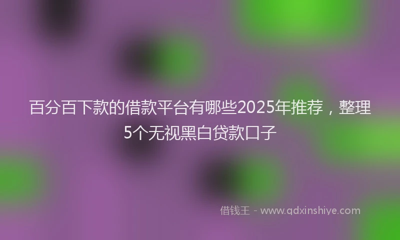 百分百下款的借款平台有哪些2025年推荐，整理5个无视黑白贷款口子