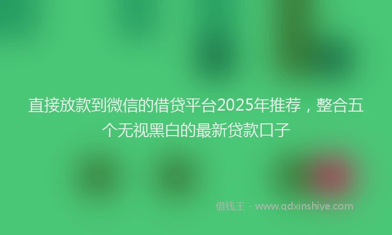 直接放款到微信的借贷平台2025年推荐，整合五个无视黑白的最新贷款口子