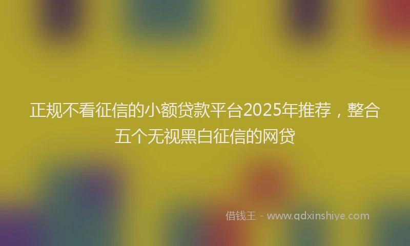 正规不看征信的小额贷款平台2025年推荐，整合五个无视黑白征信的网贷