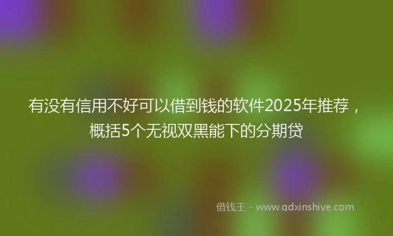 有没有信用不好可以借到钱的软件2025年推荐，概括5个无视双黑能下的分期贷