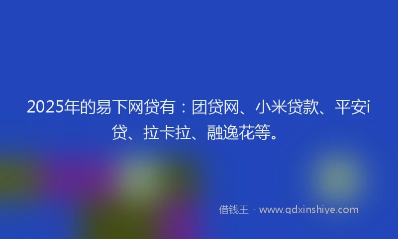 2025年的易下网贷有：团贷网、小米贷款、平安i贷、拉卡拉、融逸花等。