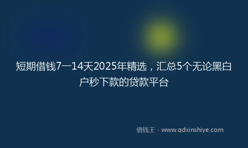 短期借钱7一14天2025年精选，汇总5个无论黑白户秒下款的贷款平台