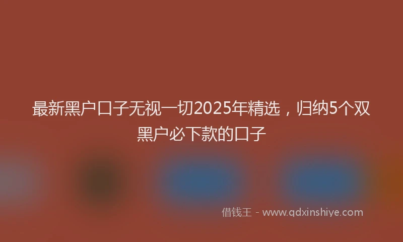 最新黑户口子无视一切2025年精选，归纳5个双黑户必下款的口子