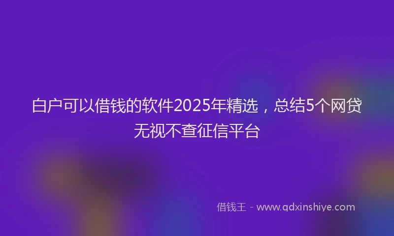 白户可以借钱的软件2025年精选，总结5个网贷无视不查征信平台