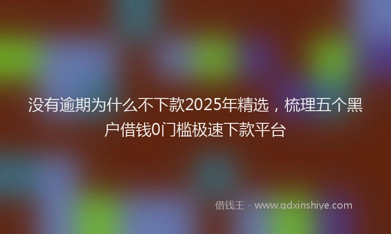 没有逾期为什么不下款2025年精选，梳理五个黑户借钱0门槛极速下款平台