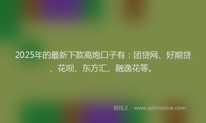 2025年的最新下款高炮口子有：团贷网、好期贷、花呗、东方汇、融逸花等。