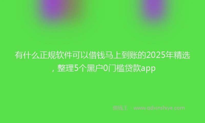 有什么正规软件可以借钱马上到账的2025年精选，整理5个黑户0门槛贷款app