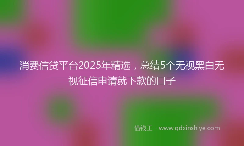 消费信贷平台2025年精选，总结5个无视黑白无视征信申请就下款的口子
