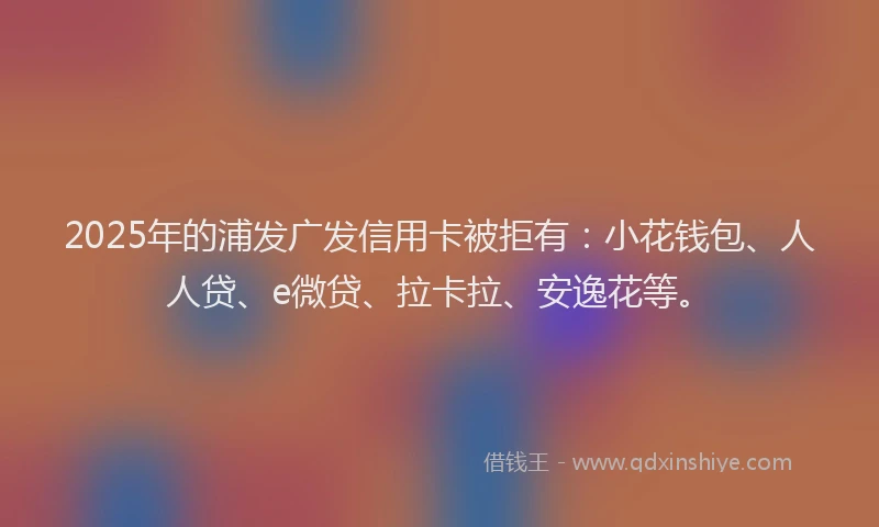 2025年的浦发广发信用卡被拒有：小花钱包、人人贷、e微贷、拉卡拉、安逸花等。