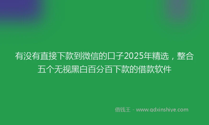 有没有直接下款到微信的口子2025年精选，整合五个无视黑白百分百下款的借款软件