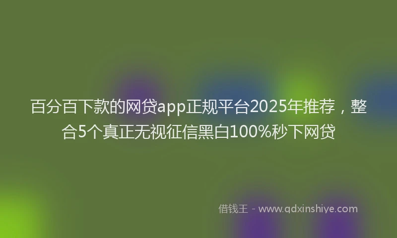 百分百下款的网贷app正规平台2025年推荐，整合5个真正无视征信黑白100%秒下网贷