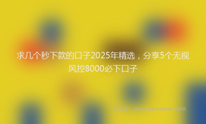 求几个秒下款的口子2025年精选，分享5个无视风控8000必下口子