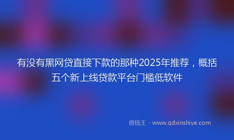 有没有黑网贷直接下款的那种2025年推荐，概括五个新上线贷款平台门槛低软件