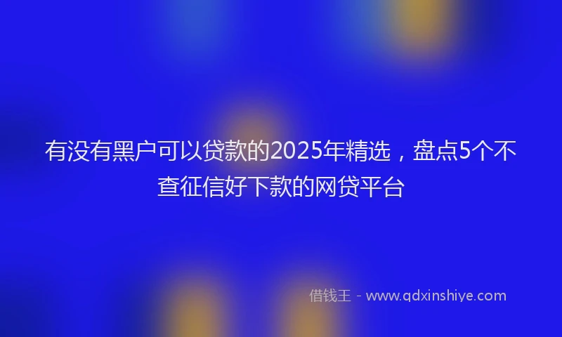 有没有黑户可以贷款的2025年精选，盘点5个不查征信好下款的网贷平台
