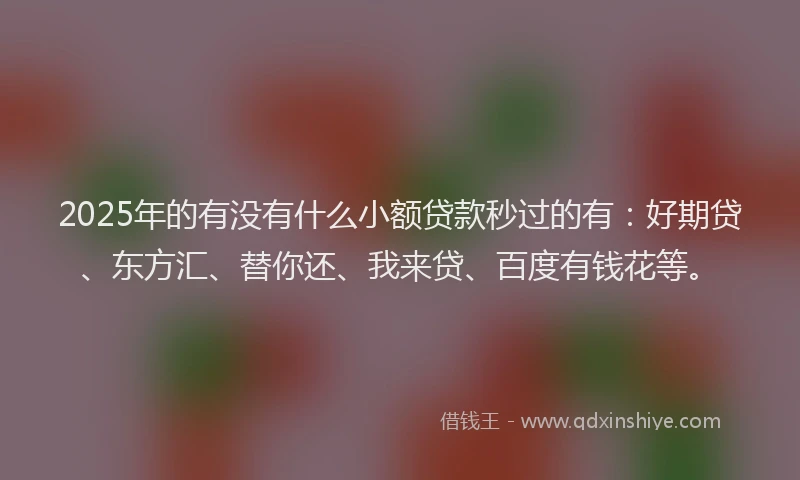 2025年的有没有什么小额贷款秒过的有：好期贷、东方汇、替你还、我来贷、百度有钱花等。