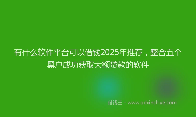 有什么软件平台可以借钱2025年推荐，整合五个黑户成功获取大额贷款的软件