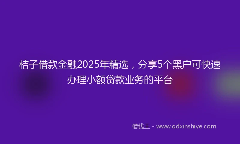 桔子借款金融2025年精选，分享5个黑户可快速办理小额贷款业务的平台