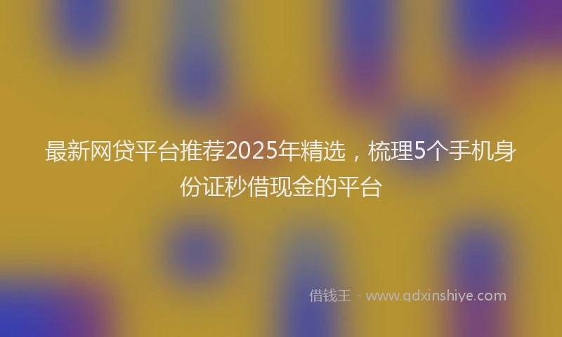 最新网贷平台推荐2025年精选，梳理5个手机身份证秒借现金的平台