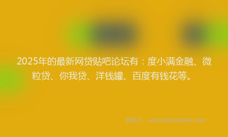 2025年的最新网贷贴吧论坛有：度小满金融、微粒贷、你我贷、洋钱罐、百度有钱花等。