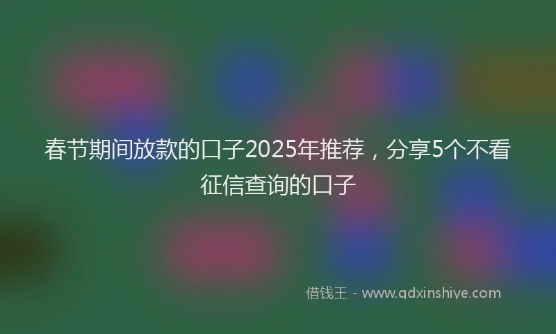 春节期间放款的口子2025年推荐，分享5个不看征信查询的口子