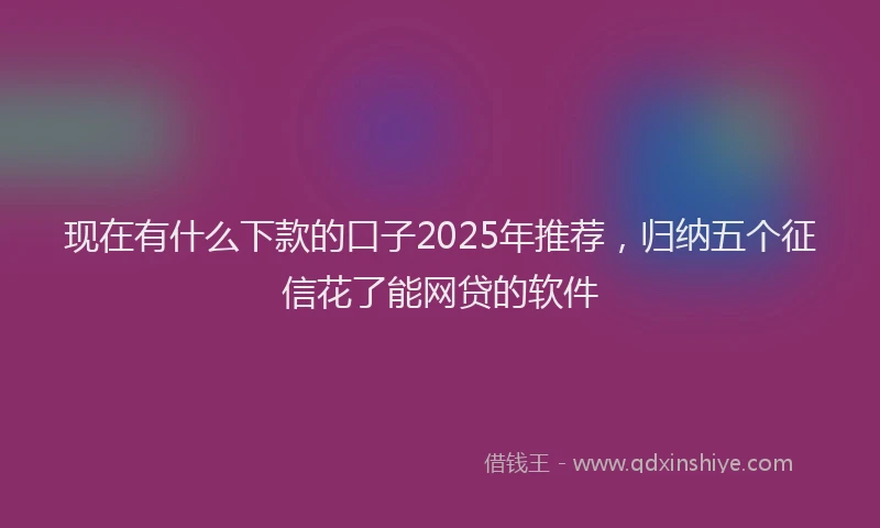 现在有什么下款的口子2025年推荐，归纳五个征信花了能网贷的软件