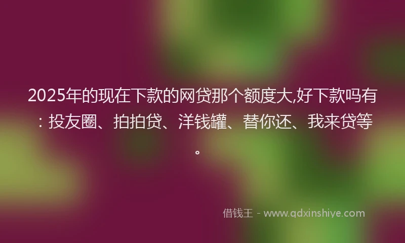 2025年的现在下款的网贷那个额度大,好下款吗有：投友圈、拍拍贷、洋钱罐、替你还、我来贷等。