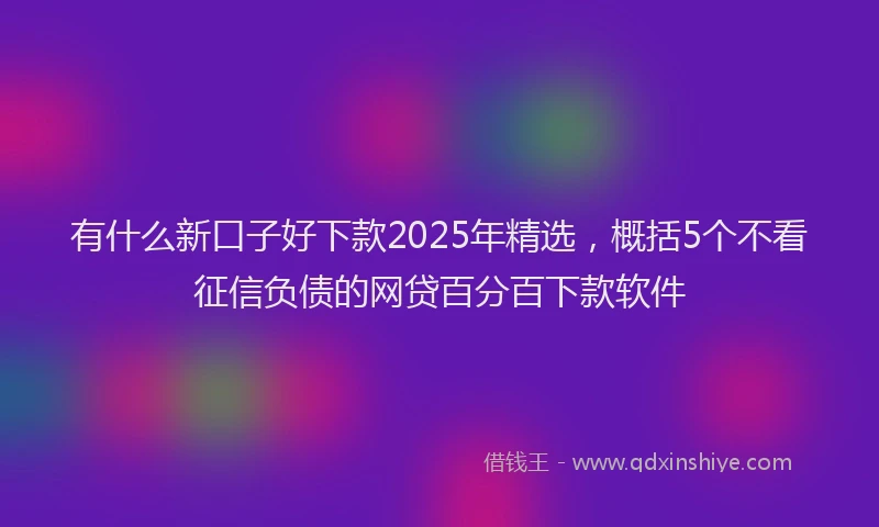 有什么新口子好下款2025年精选，概括5个不看征信负债的网贷百分百下款软件