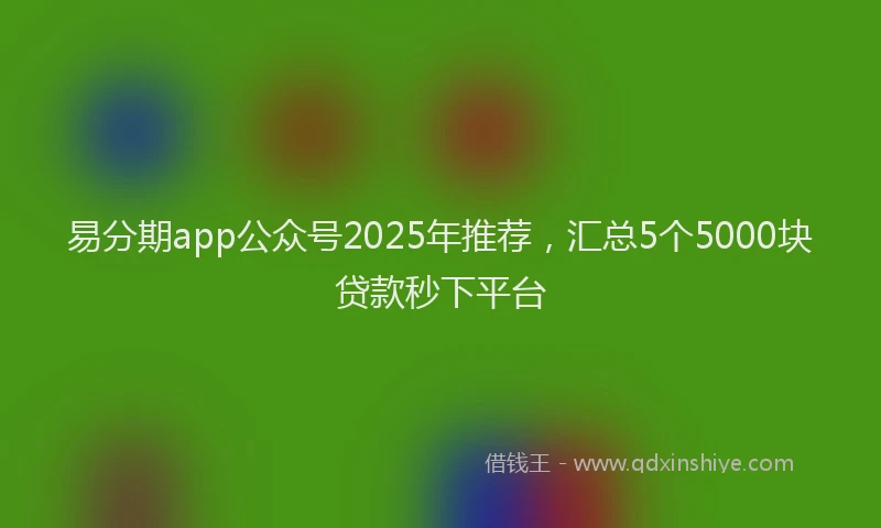 易分期app公众号2025年推荐，汇总5个5000块贷款秒下平台
