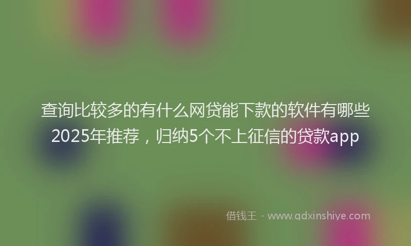 查询比较多的有什么网贷能下款的软件有哪些2025年推荐，归纳5个不上征信的贷款app
