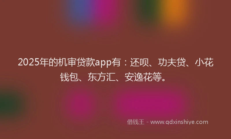 2025年的机审贷款app有：还呗、功夫贷、小花钱包、东方汇、安逸花等。