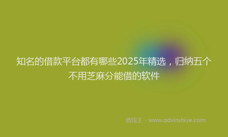 知名的借款平台都有哪些2025年精选，归纳五个不用芝麻分能借的软件