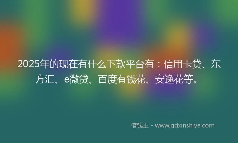 2025年的现在有什么下款平台有：信用卡贷、东方汇、e微贷、百度有钱花、安逸花等。
