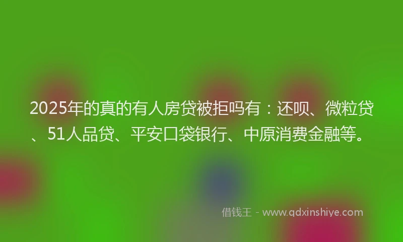 2025年的真的有人房贷被拒吗有：还呗、微粒贷、51人品贷、平安口袋银行、中原消费金融等。