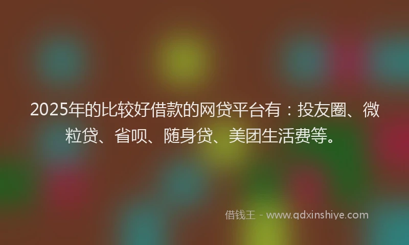 2025年的比较好借款的网贷平台有：投友圈、微粒贷、省呗、随身贷、美团生活费等。