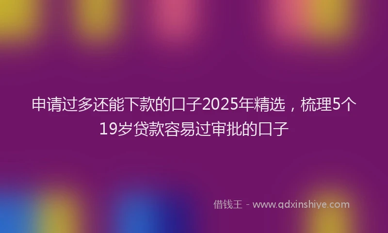 申请过多还能下款的口子2025年精选，梳理5个19岁贷款容易过审批的口子