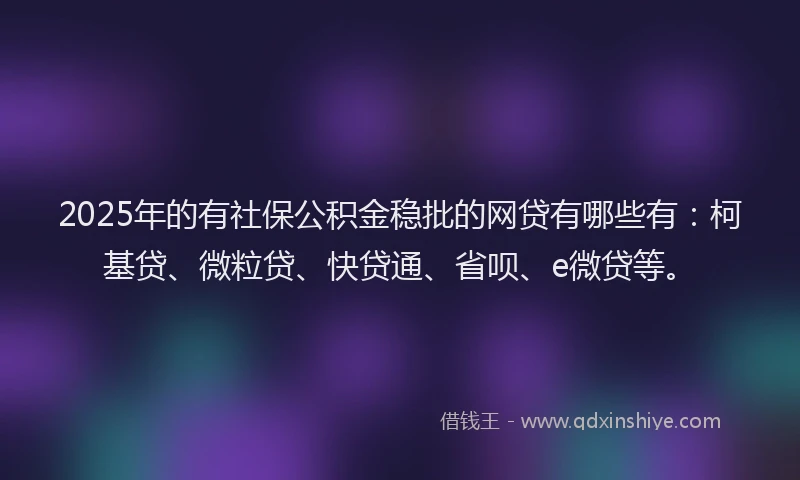 2025年的有社保公积金稳批的网贷有哪些有：柯基贷、微粒贷、快贷通、省呗、e微贷等。