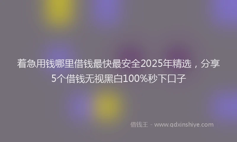 着急用钱哪里借钱最快最安全2025年精选，分享5个借钱无视黑白100%秒下口子