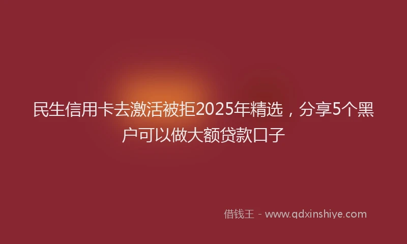 民生信用卡去激活被拒2025年精选，分享5个黑户可以做大额贷款口子