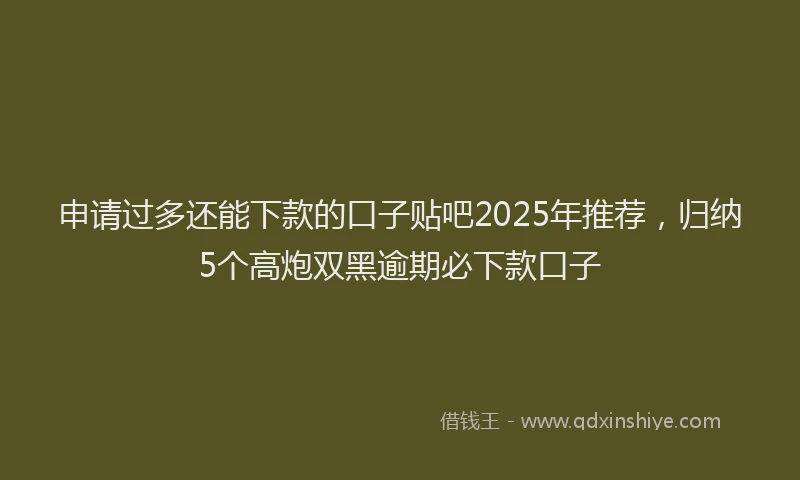 申请过多还能下款的口子贴吧2025年推荐，归纳5个高炮双黑逾期必下款口子