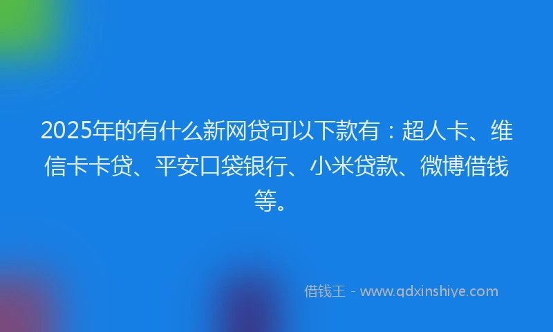 2025年的有什么新网贷可以下款有：超人卡、维信卡卡贷、平安口袋银行、小米贷款、微博借钱等。