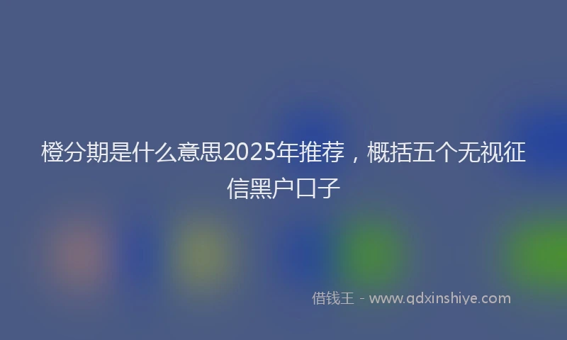 橙分期是什么意思2025年推荐，概括五个无视征信黑户口子