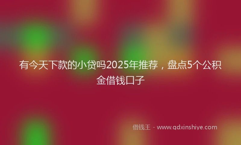有今天下款的小贷吗2025年推荐，盘点5个公积金借钱口子