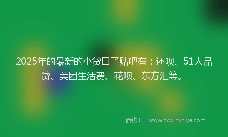2025年的最新的小贷口子贴吧有：还呗、51人品贷、美团生活费、花呗、东方汇等。