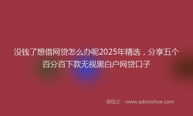 没钱了想借网贷怎么办呢2025年精选，分享五个百分百下款无视黑白户网贷口子
