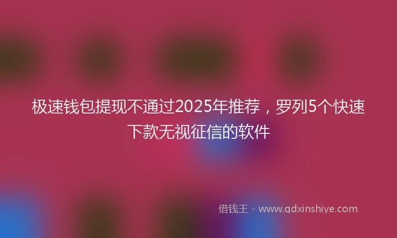 极速钱包提现不通过2025年推荐，罗列5个快速下款无视征信的软件