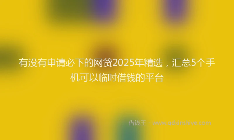 有没有申请必下的网贷2025年精选，汇总5个手机可以临时借钱的平台