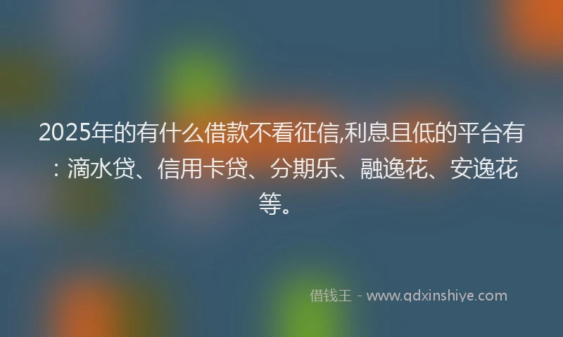 2025年的有什么借款不看征信,利息且低的平台有：滴水贷、信用卡贷、分期乐、融逸花、安逸花等。