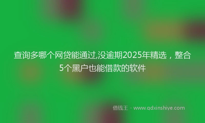 查询多哪个网贷能通过,没逾期2025年精选，整合5个黑户也能借款的软件