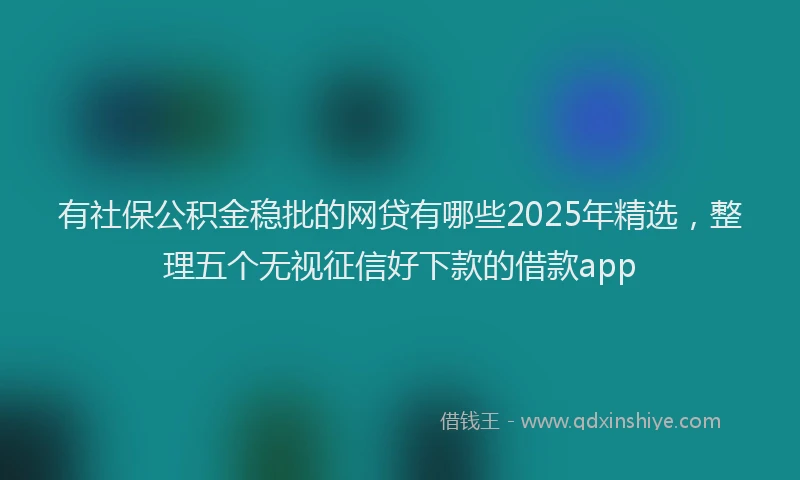 有社保公积金稳批的网贷有哪些2025年精选，整理五个无视征信好下款的借款app