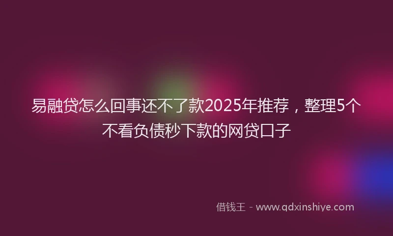 易融贷怎么回事还不了款2025年推荐，整理5个不看负债秒下款的网贷口子